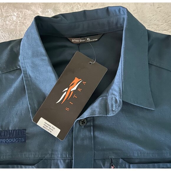 Sitka Gear Mens Button-Up Shirt XL Blue Employee Worldwide Power Products Logo - Picture 6 of 9